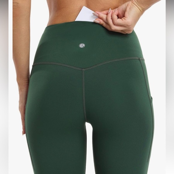 NWT YUNOGA Leggings Sz M Pockets High Waist Tummy Control Yoga Pants 25’ inseam - Picture 5 of 8